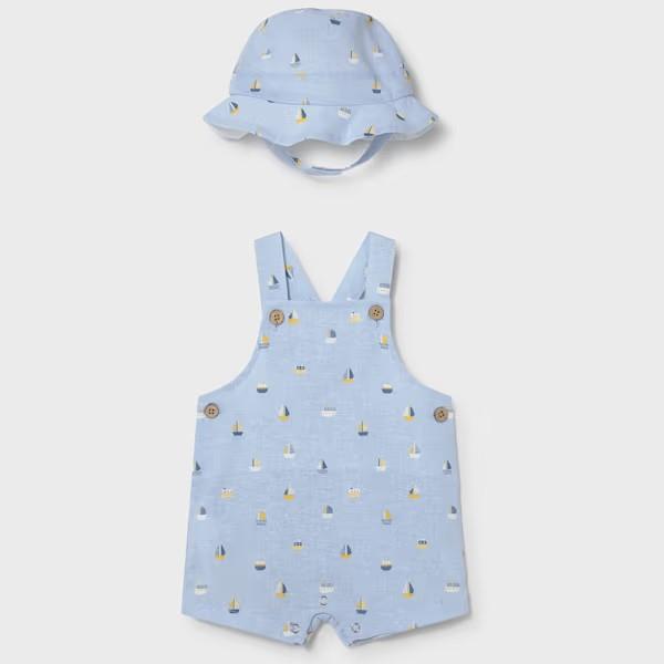 Peto corto estampado con gorro recién nacido