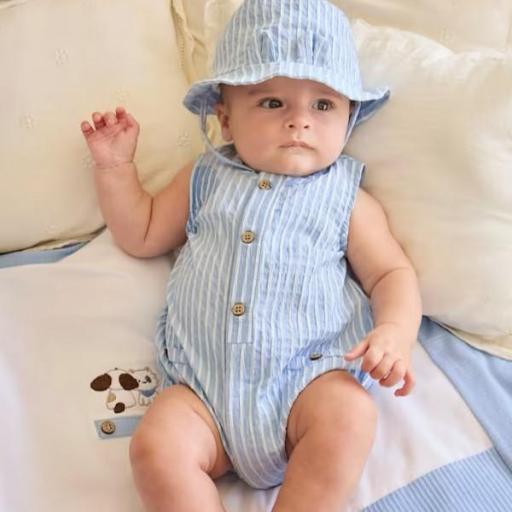 Pelele corto y gorro rayas estampado [0]