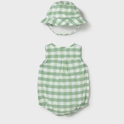 Pelele corto y gorro estampado vichy manzana [1]