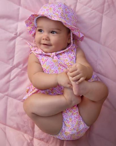 Pelele corto y gorro punto estampado [0]