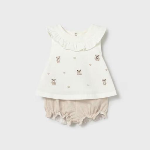 Conjunto 4 piezas pantalón corto volante recién nacida  [1]