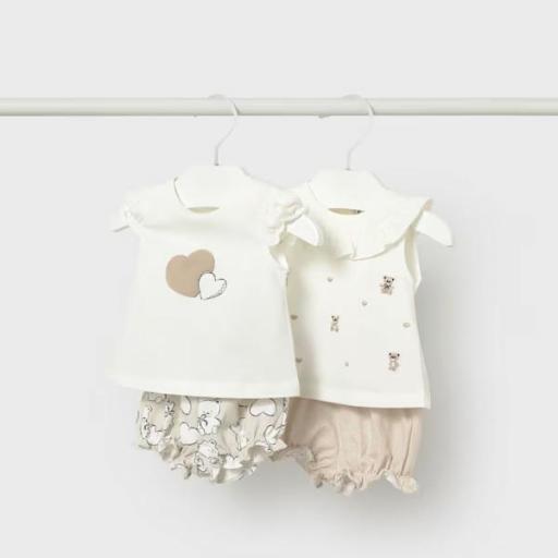 Conjunto 4 piezas pantalón corto volante recién nacida  [0]