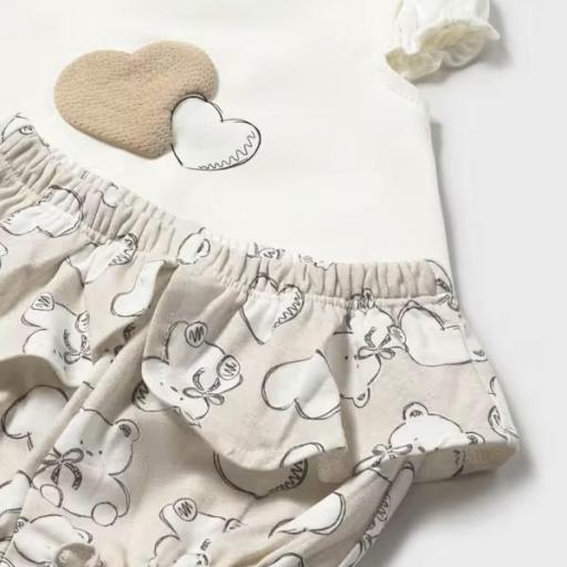 Conjunto 4 piezas pantalón corto volante recién nacida  [2]