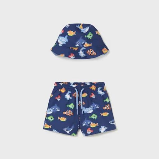 Conjunto bañador y gorro reversible protección solar