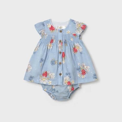 Vestido estampado gasa con braga recién nacida  [0]