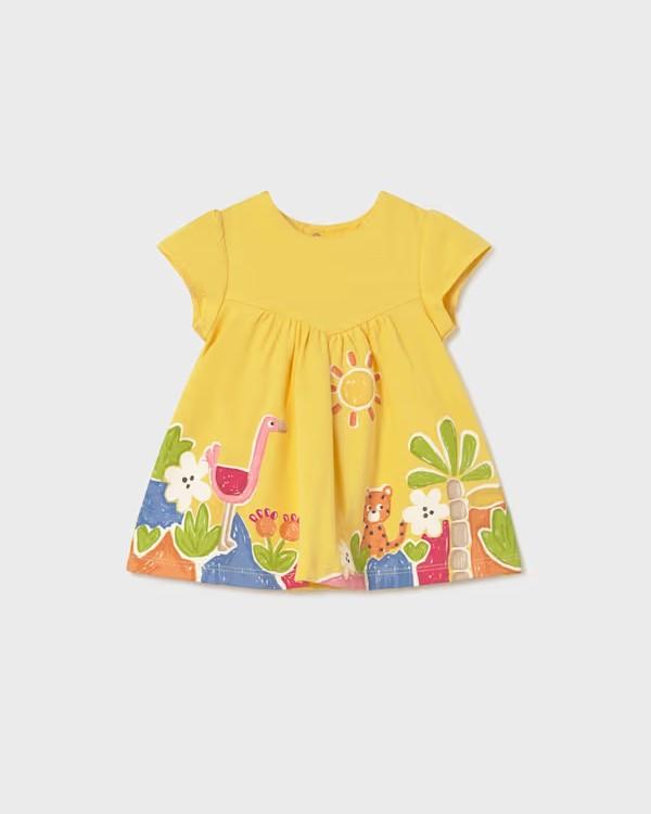 Vestido estampado punto de algodón recién nacida