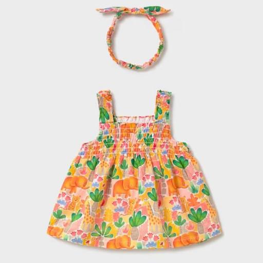 Vestido estampado con diadema recién nacida [1]