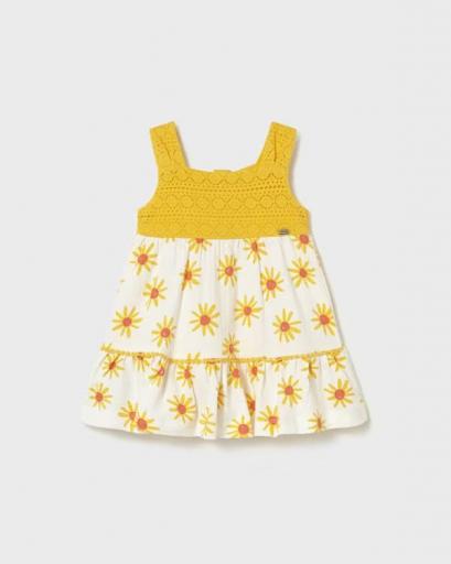 Vestido  combinado guipur y estampado [1]