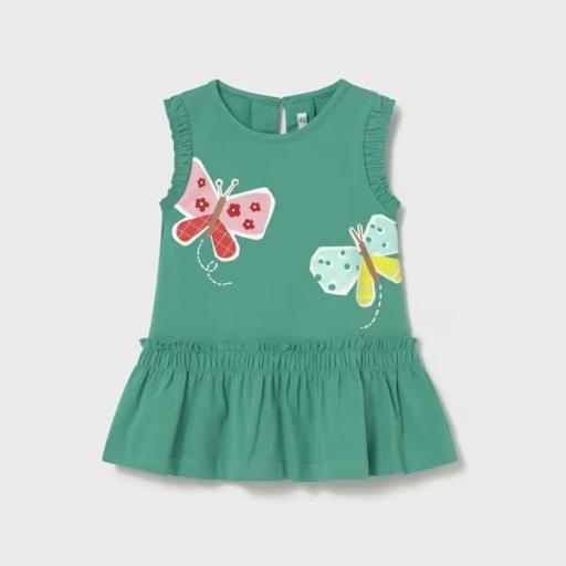 Vestido serigrafía mariposas y volante bebé
