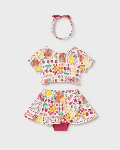 Conjunto 3p falda con braquita y diadema