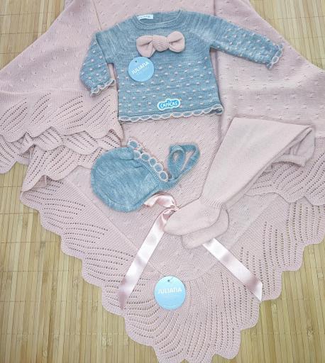 Conjunto Juliana invierno lazada y bodoques  bicolor [0]