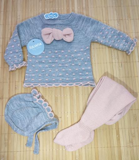 Conjunto Juliana invierno lazada y bodoques  bicolor [1]