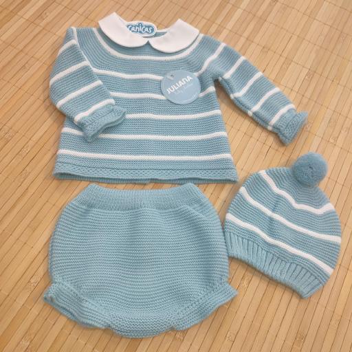 Conjunto ranitas de invierno 3p rayas