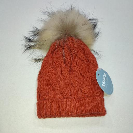 Gorro ochos con pompón pelo natural    [0]