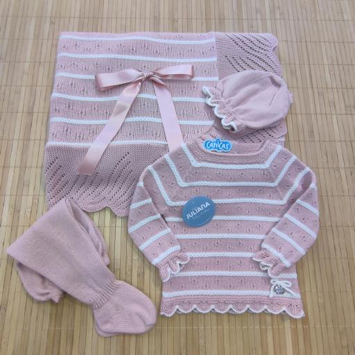 Conjunto polainas 3p Juliana rayas bicolor
