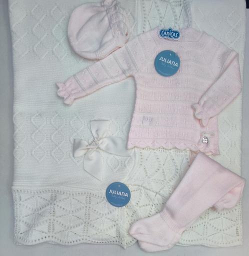 Conjunto polainas 3p punto rayado bicolor Juliana 