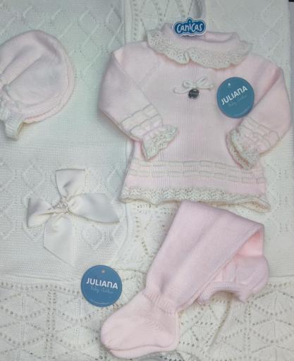 Conjunto polainas 3p punto recién nacida Juliana  [2]