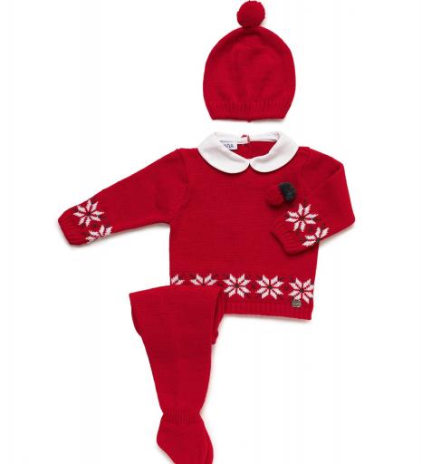 Conjunto bebé polainas cenefa estrellas rojo  [0]