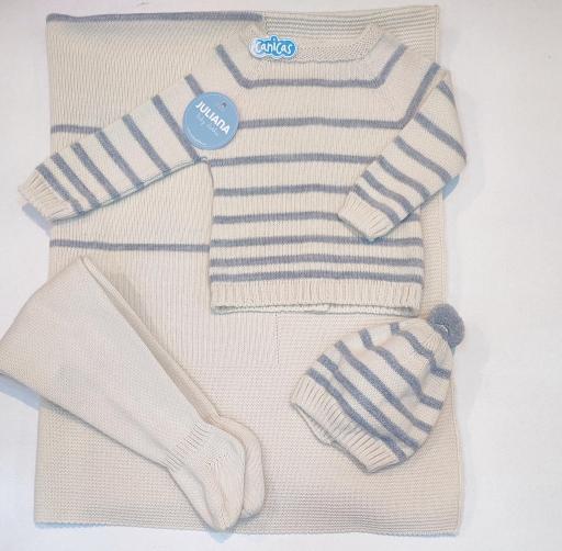 Conjunto polainas 3p punto rayas  Juliana