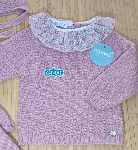 Conjunto 3p invierno dibujo cuadritos y volante flores [2]