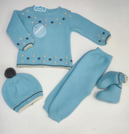 Conjunto 4p punto bodoques recién nacido Juliana