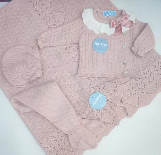 Conjunto polainas 3p cuello encaje y lacito