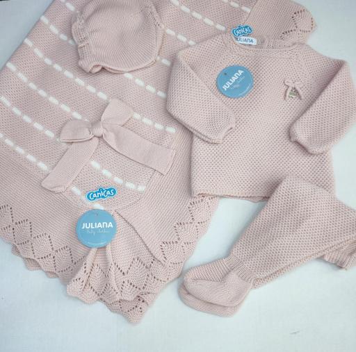 Conjunto polainas 3p punto recién nacida Juliana 