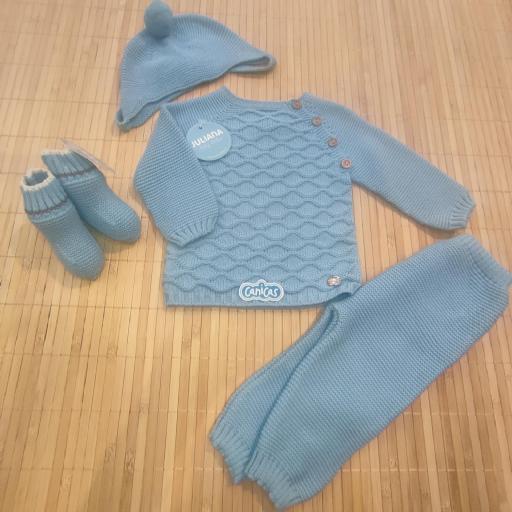 Conjunto invierno rombos 3p pantalón largo punto