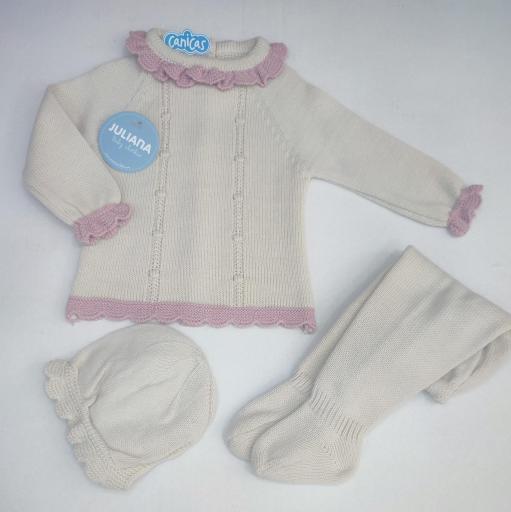 Conjunto polainas 3p bodoques cuello volante bicolor [1]