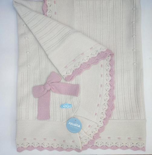 Toquilla invierno dibujo bodoques volante bicolor Juliana