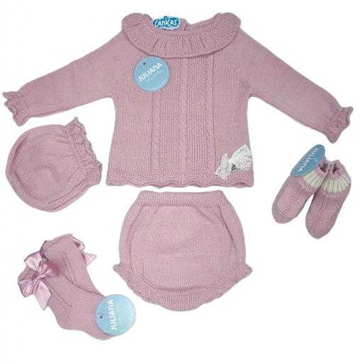 Conjunto ranitas cuello punto  recién nacida Juliana 
