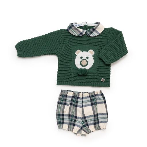 Conjunto pantalón cuadros jersey oso 
