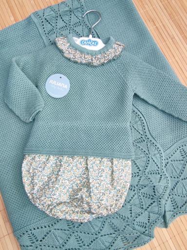 Conjunto jersey punto y ranitas tela flores Juliana 