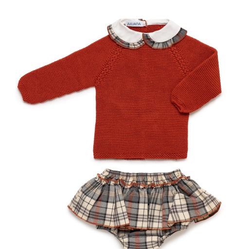 Conjunto falda braga cuadros y jersey caldera