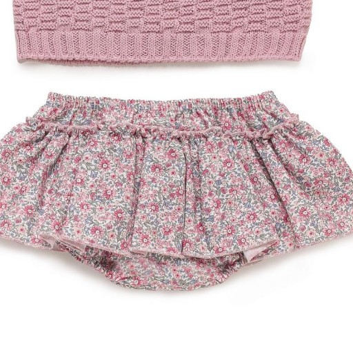 Conjunto falda braga florecitas y jersey punto cuadritos [2]