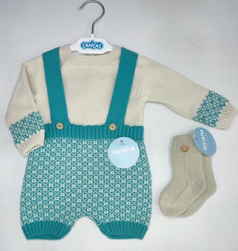 Conjunto pantalón corto punto tirantes y jersey bicolor