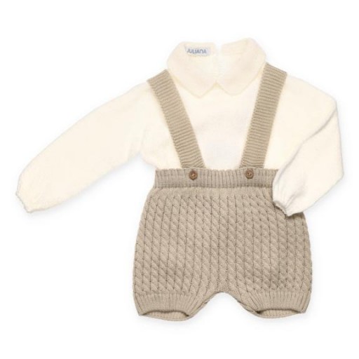 Conjunto 4 piezas chaqueta peto punto trenzas [1]