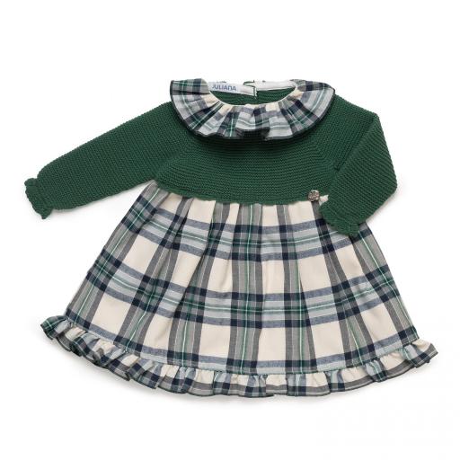 Vestido cuerpo punto y tela cuadros [1]