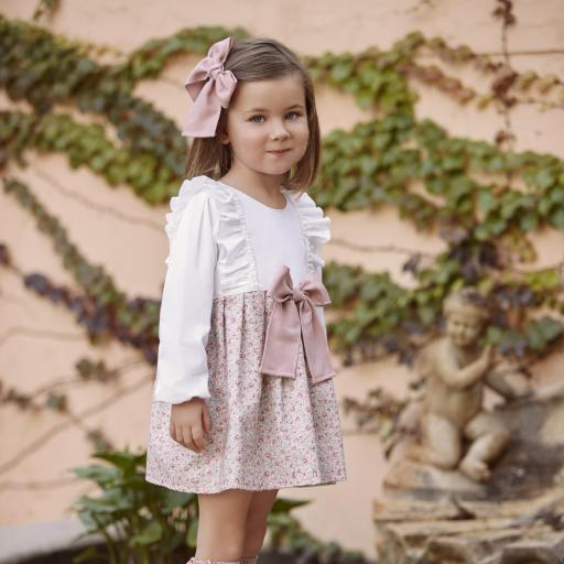 Vestido bebé tela florecitas con lazo Juliana 