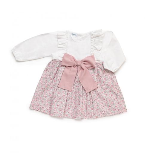 Vestido bebé tela florecitas con lazo Juliana  [1]