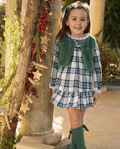 Vestido enterizo cuadros dos pompones Sinfonía