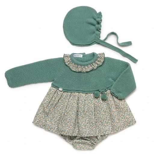 Vestido con ranitas tela flores y capota Juliana  [2]