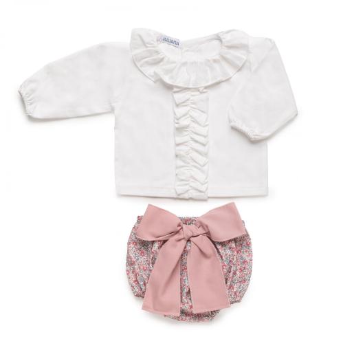 Conjunto de camisa y braga tela florecitas con lazo Juliana  [0]