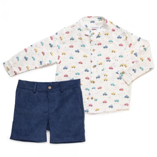Conjunto niño pantalón corto camisa coches [0]