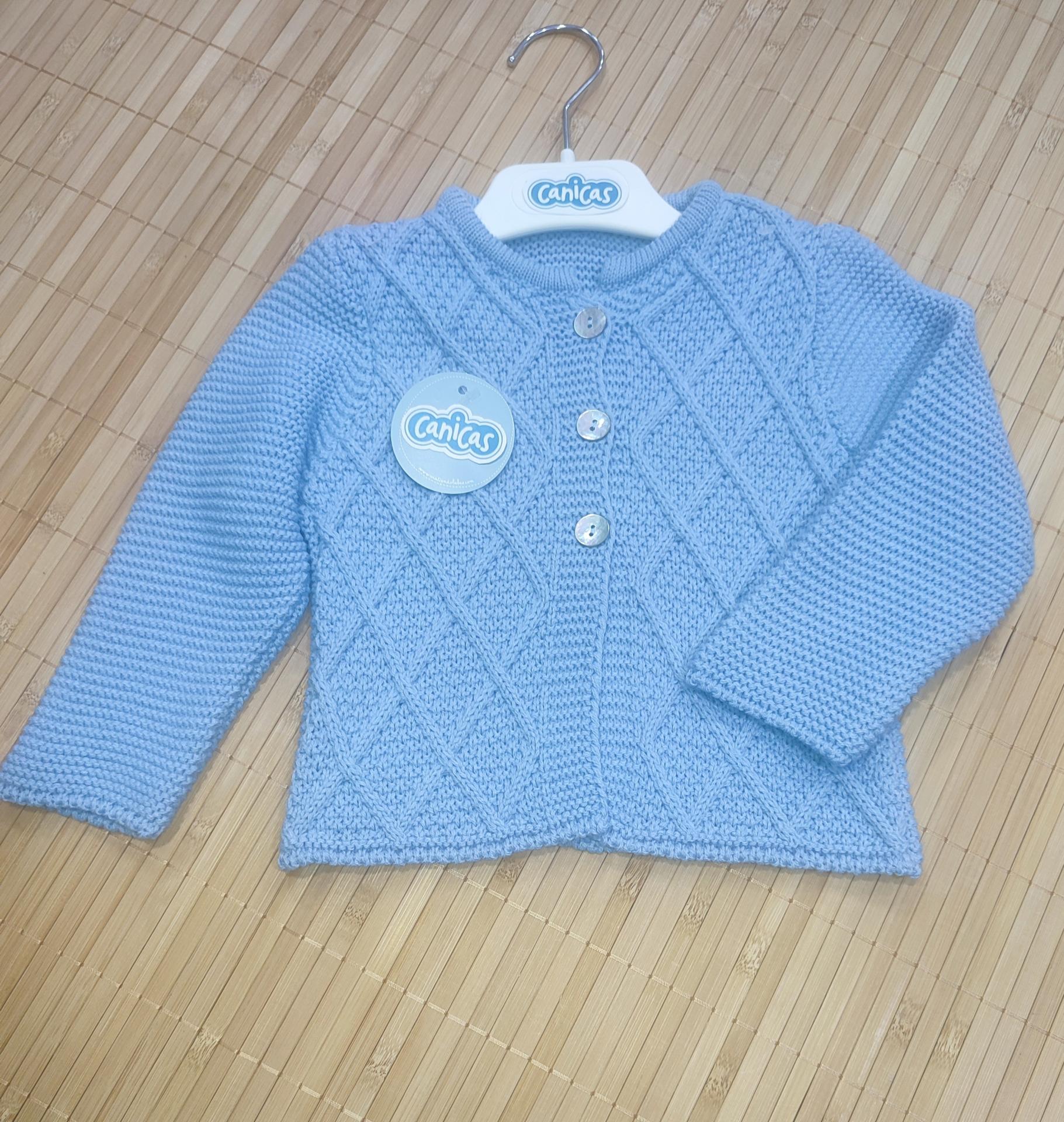 Chaqueta larga de punto rombos con botones