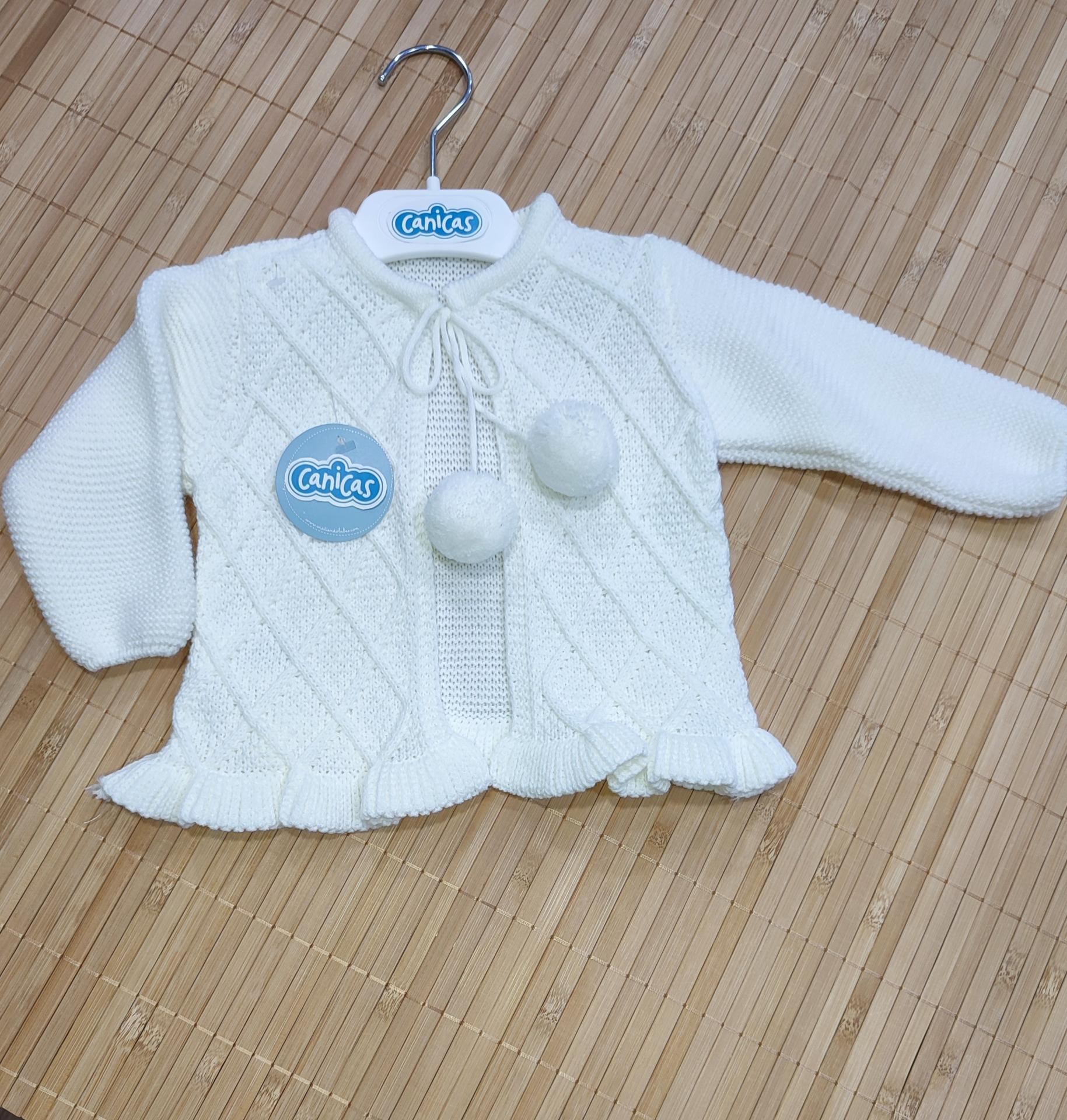 Chaqueta de punto rombos con pompones