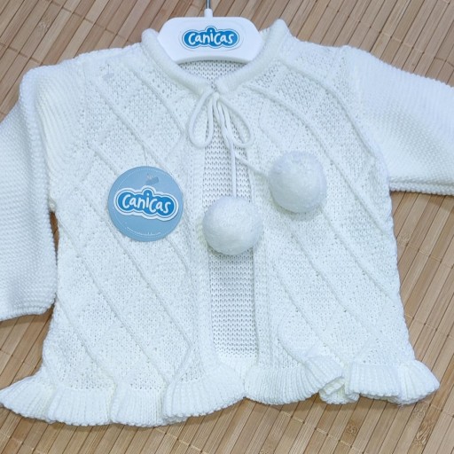 Chaqueta de punto rombos con pompones [1]