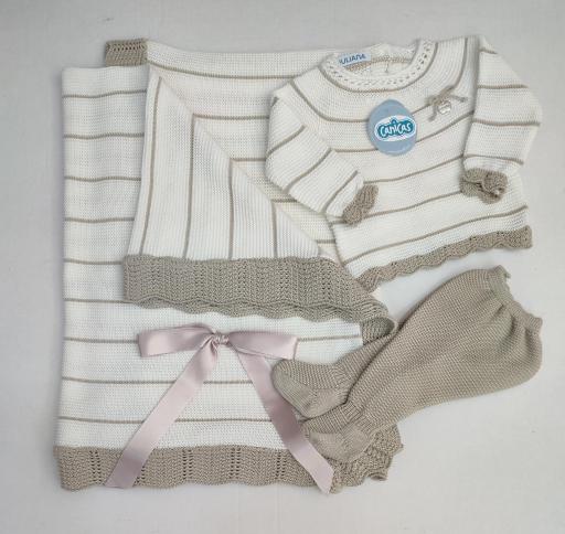 Conjunto polainas de hilo 2p rayado bicolor