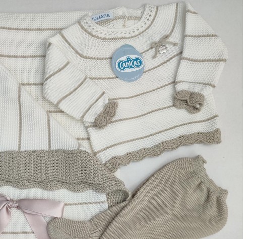 Conjunto polainas de hilo 2p rayado bicolor [1]