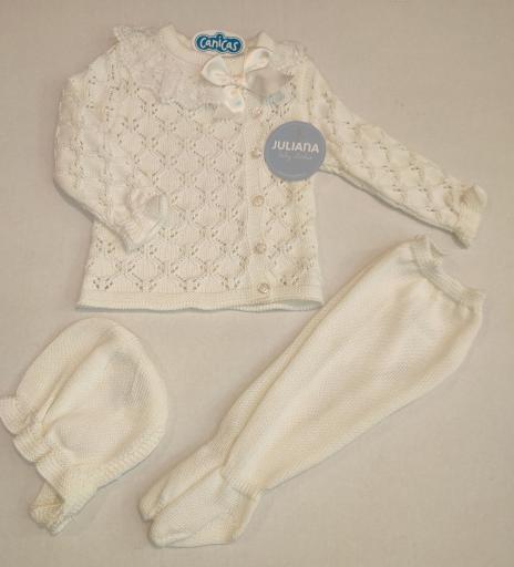 Conjunto bolero calado con encaje y polainas